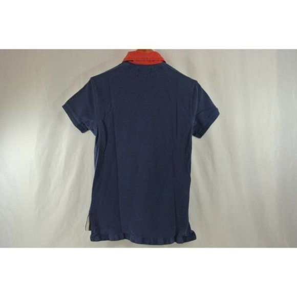 Polo Ralph Lauren Shirt Navy Blue w Red Collar RLPC Crest Custom Fit Mens - Picture 6 of 10